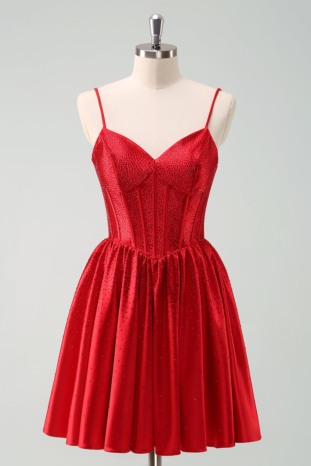 Sparkly A-Line Red Ruffle V-Neck Homecoming Dress with Sequins