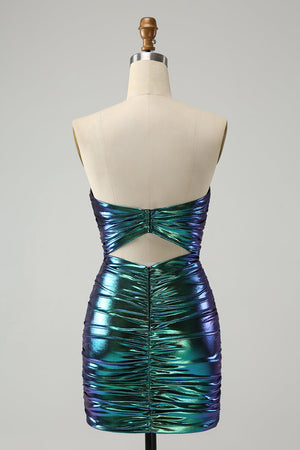 Teal Blue Bodycon Sweetheart Keyhole Short Homecoming Dress