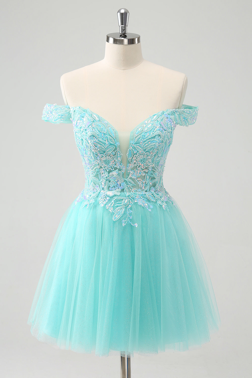 Off The Shoulder Tulle Homecoming Dress With Appliques