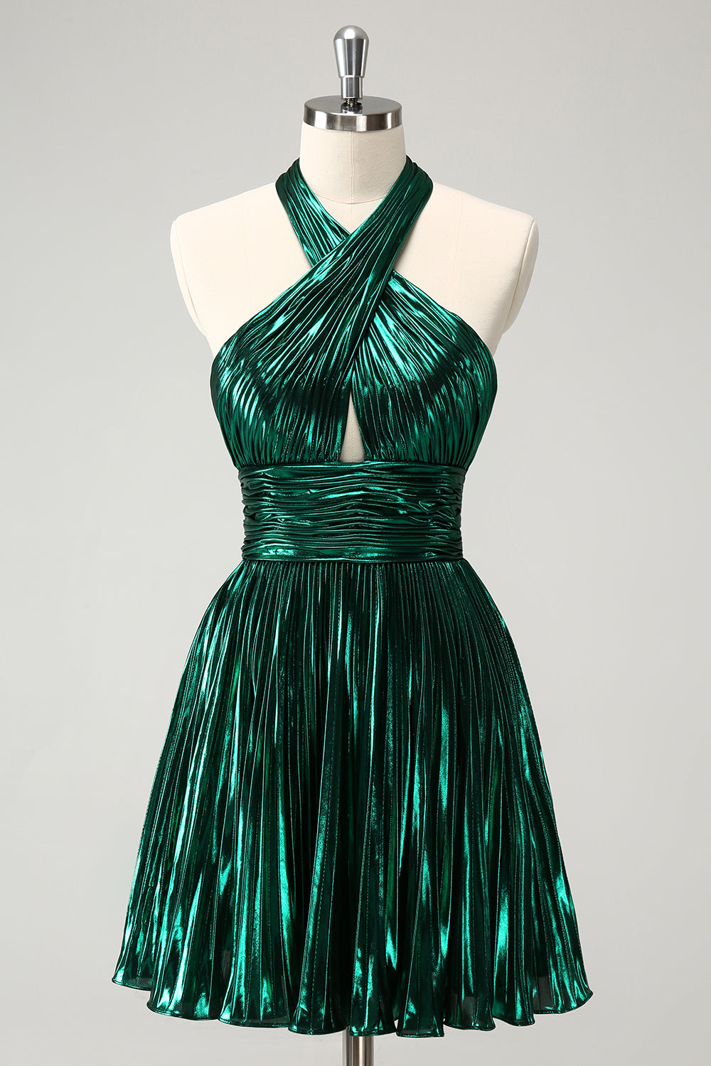 Sparkly Metallic Dark Green Short Homecoming Dress