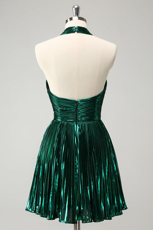 Sparkly Metallic Dark Green Short Homecoming Dress