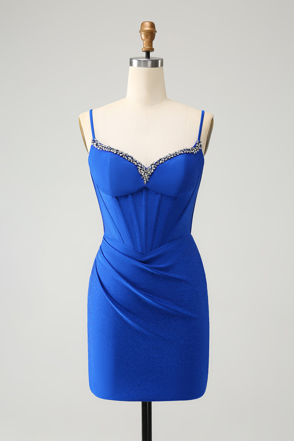 Royal Blue Corset Tight Homecoming Dress With Beading