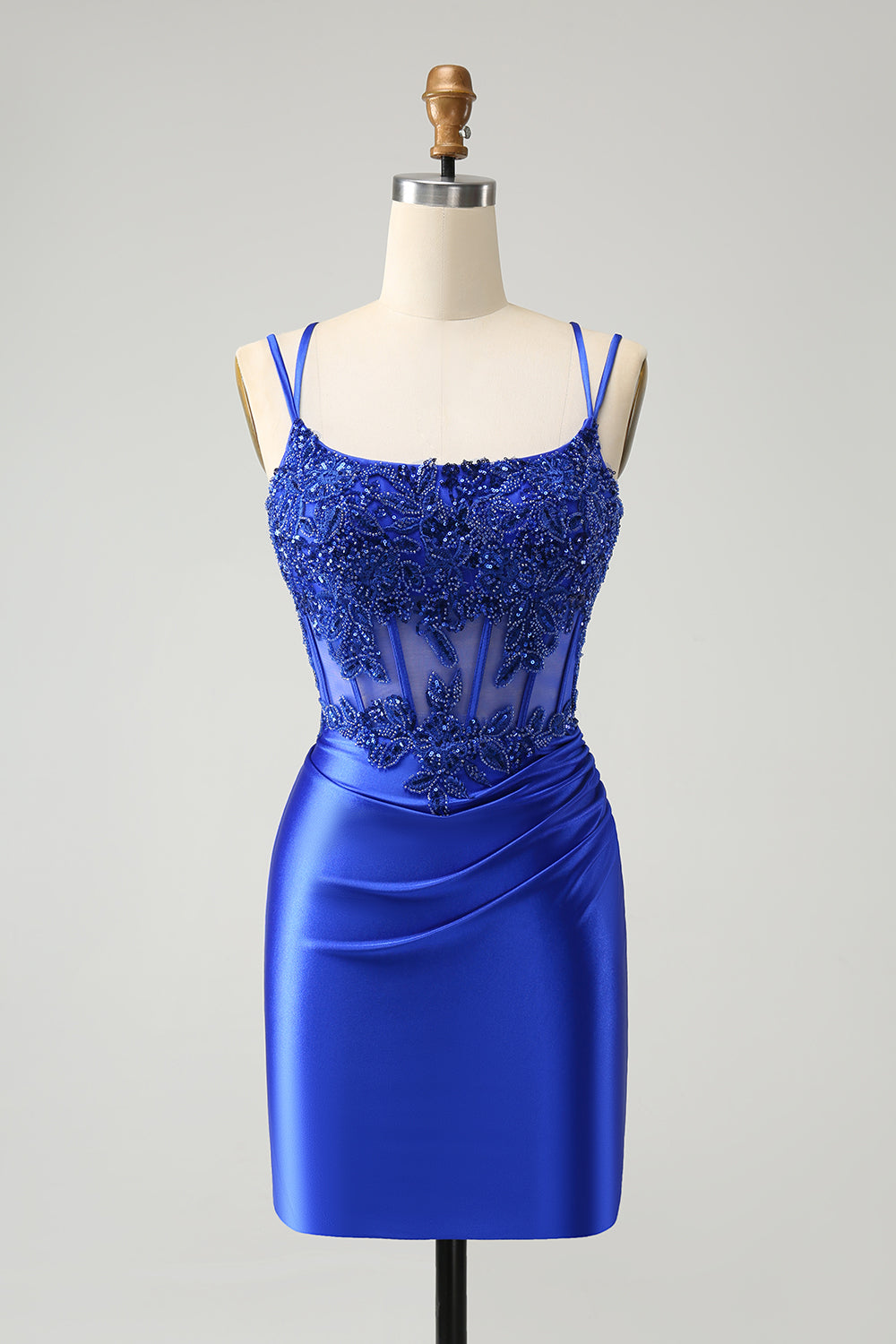 Royal Blue Corset Tight Homecoming Dress with Beading