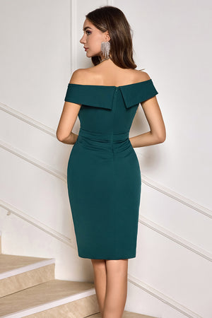 Dark Green Off The Shoulder Tight Formal Dress