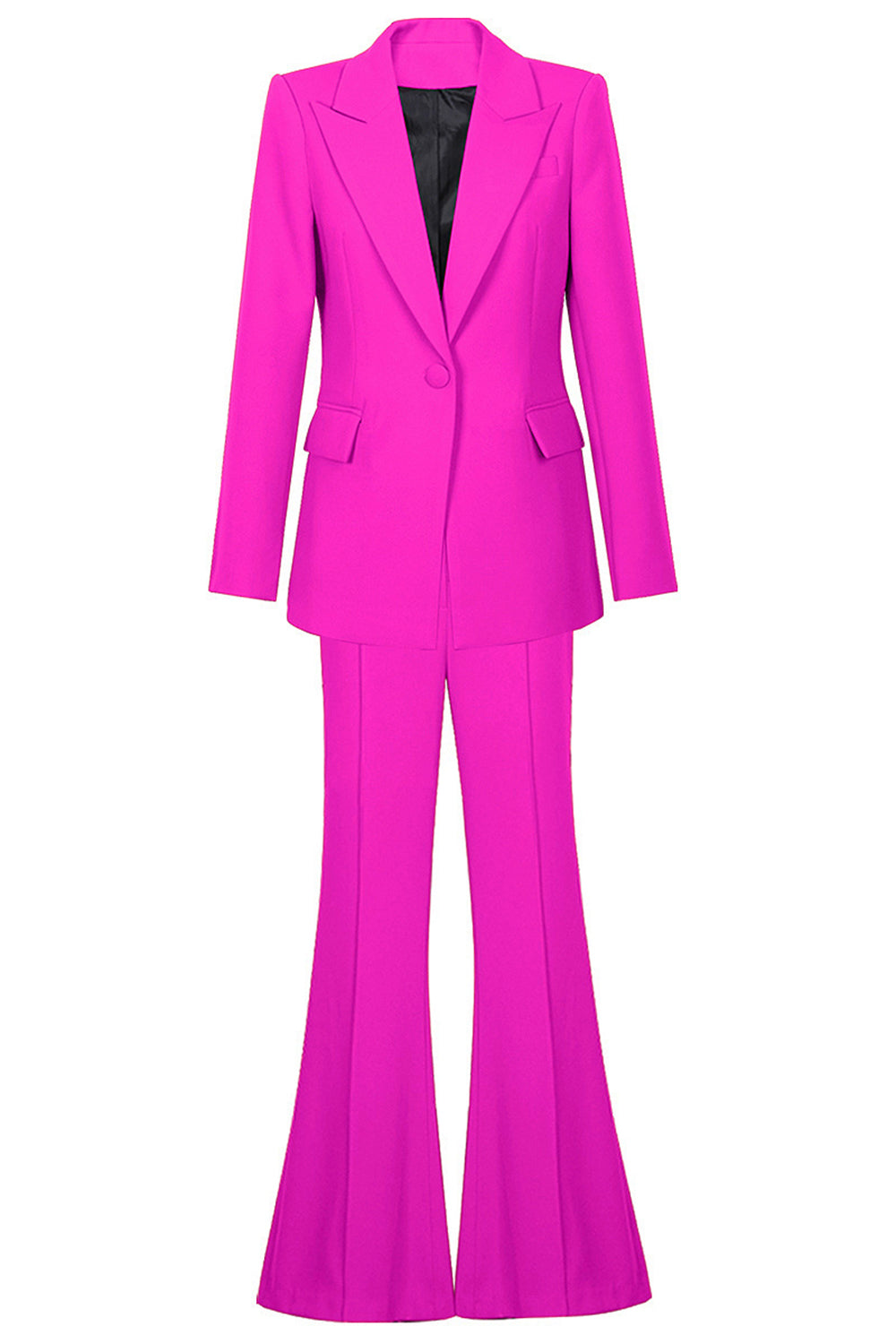 Fuchsia One Button Peak Lapel Women Suits