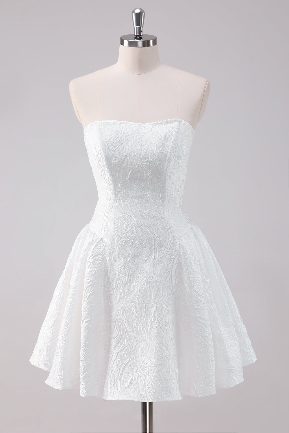 Strapless White A Line Homecoming Dress