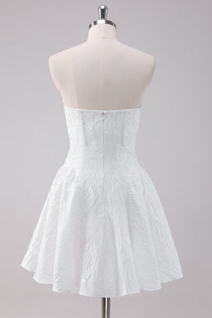 Strapless White A Line Homecoming Dress