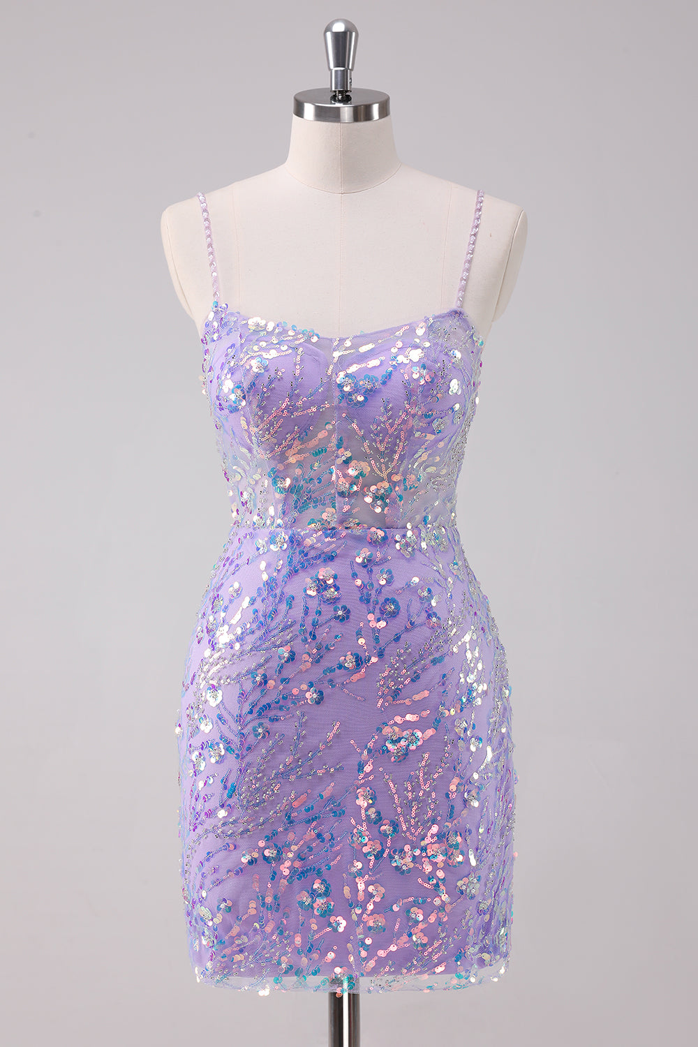 Sparkly Tight Purple Homecoming Dress With Sequins