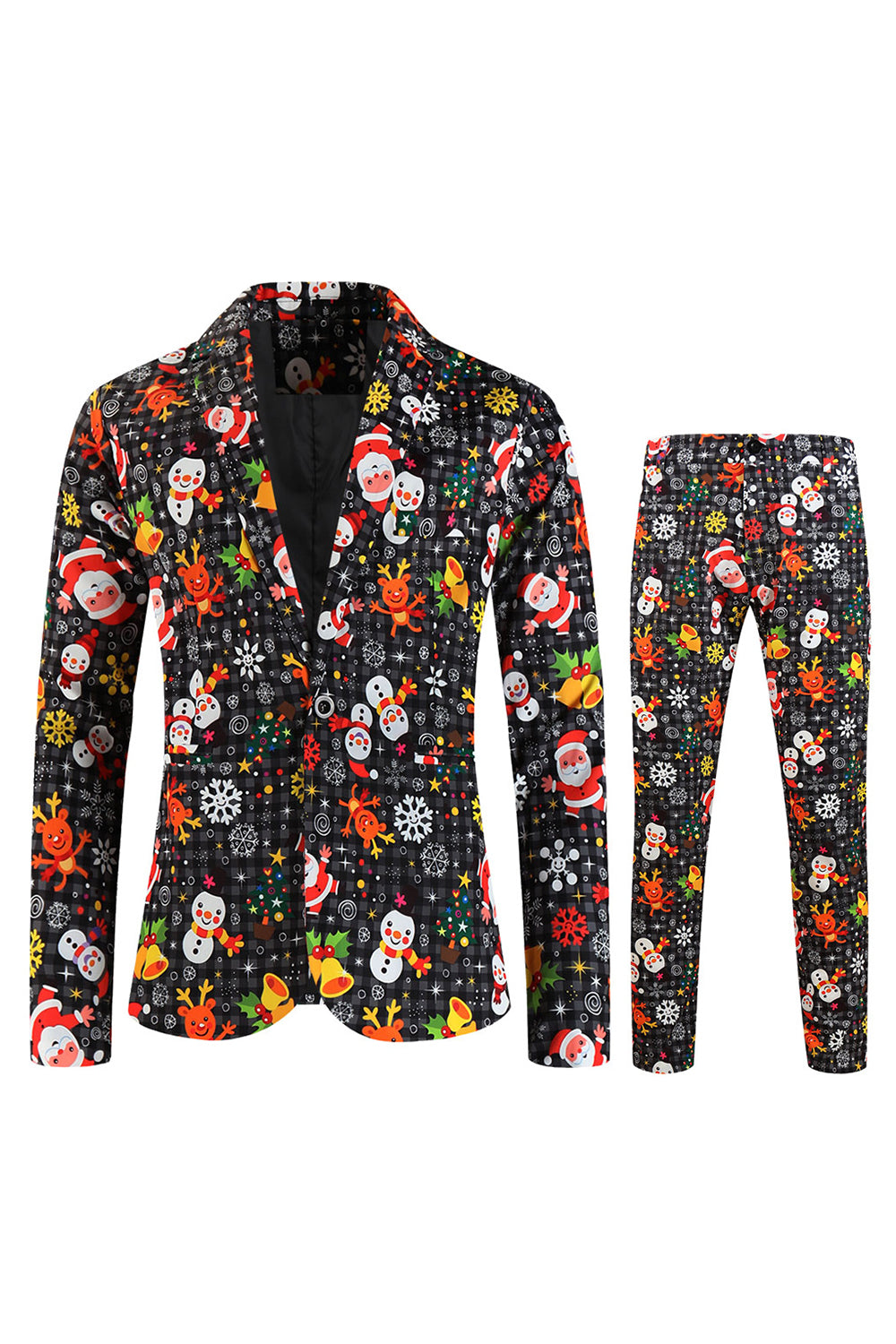 Black Christmas Clorful Printed 3 Piece Men's Suits