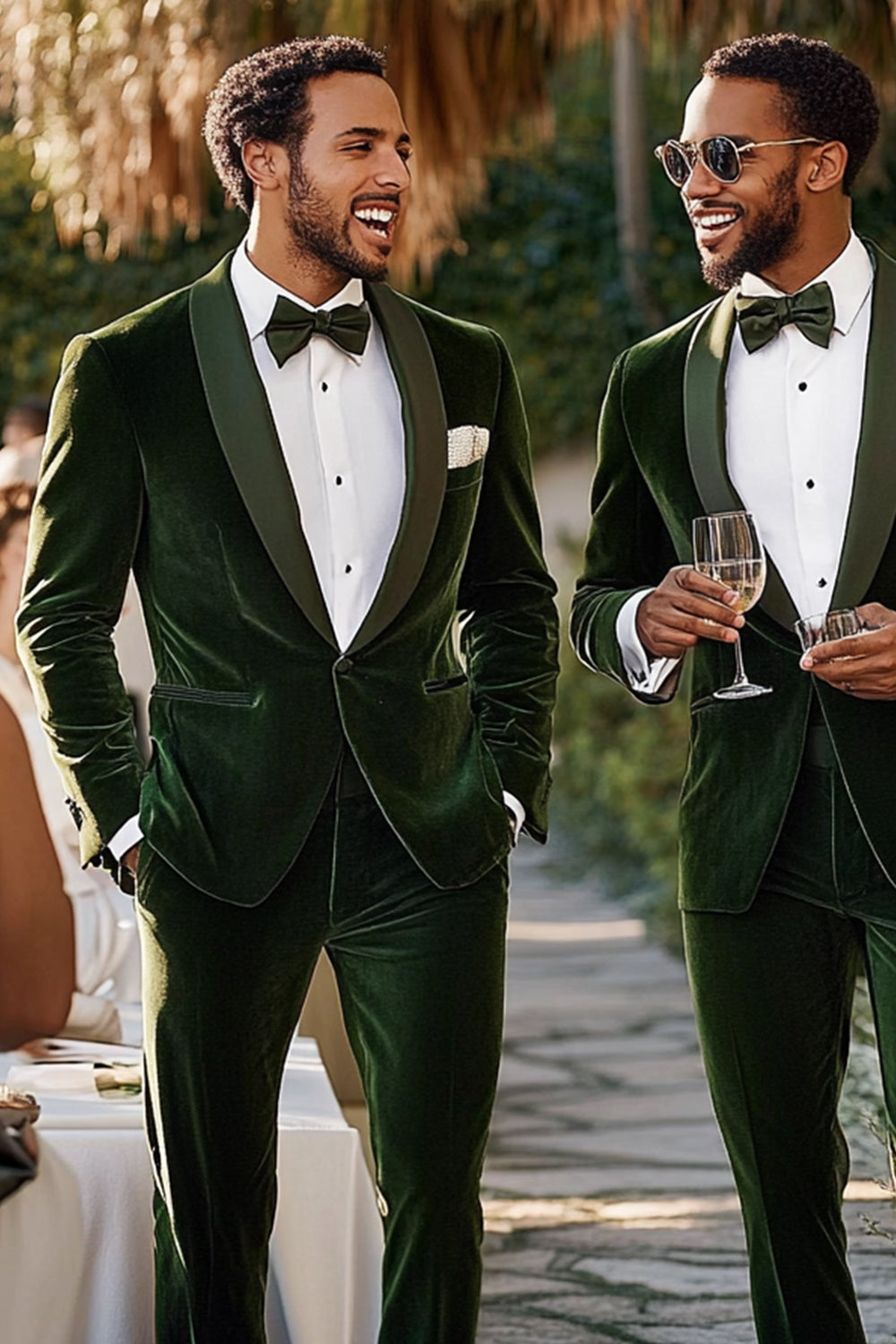 Men's Dark Green One Button 2 Pieces Shawl Lapel Prom Suits