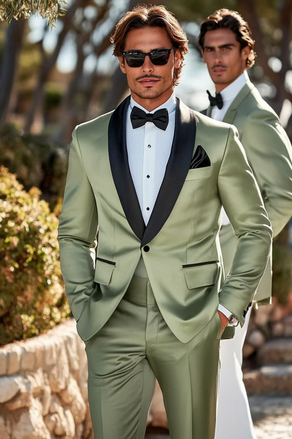 Sage Shawl Lapel One Button 2 Pieces Men's Formal Suits