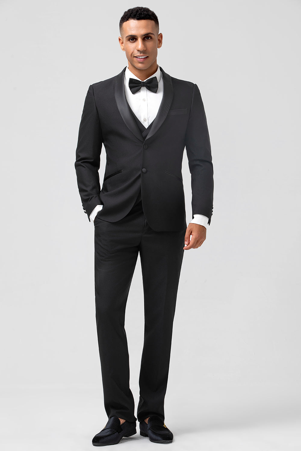 Black Shawl Lapel Single Breasted 3 Piece Prom Suits