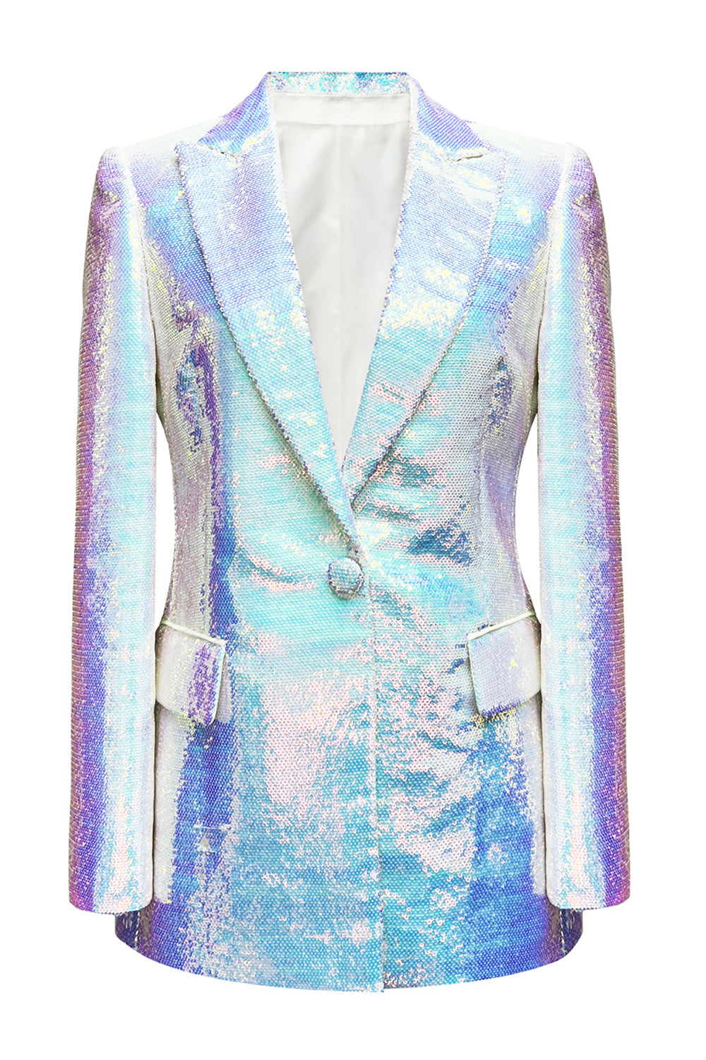 Sparkly White Sequins Women Party Blazer