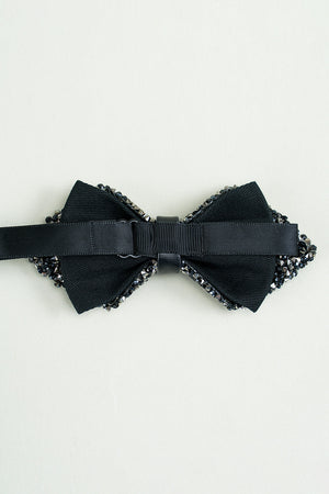 Black Rhinestones Adjustable Party Bow Ties