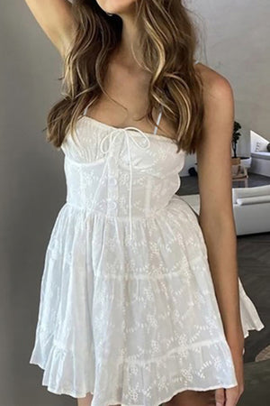 White A-Line Spaghetti Straps Homecoming Dress