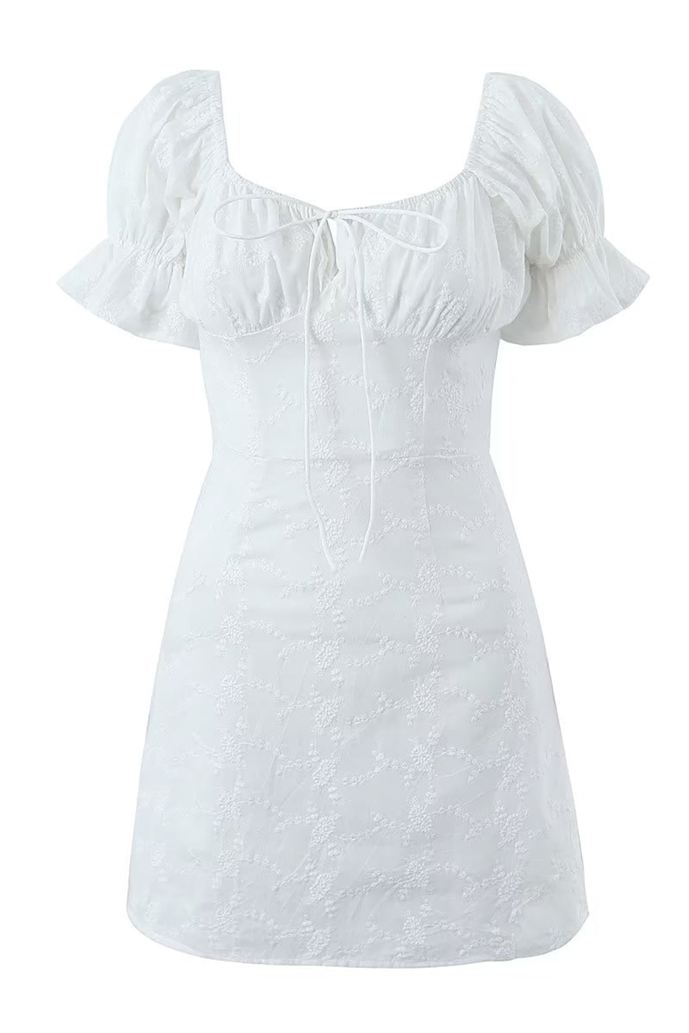 White Sheath Puff Sleeves Short Cocktail Dress