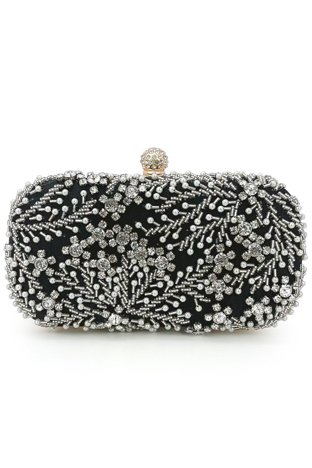 Sparkly Black Rhinestone Beaded Party Clutch