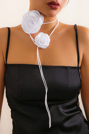 White Rose Flower Chocker For Party