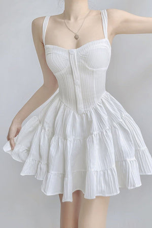 A-Line Straps Sleeveless Zipper Back White Short Graduation Dress