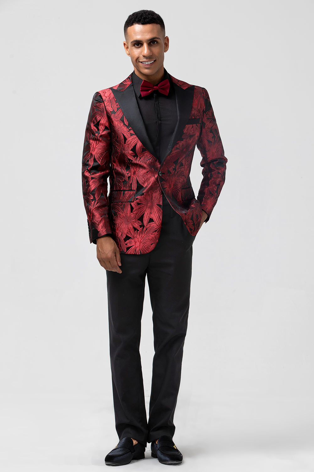 Red Peak Lapel One Button 2 Piece Prom Suits