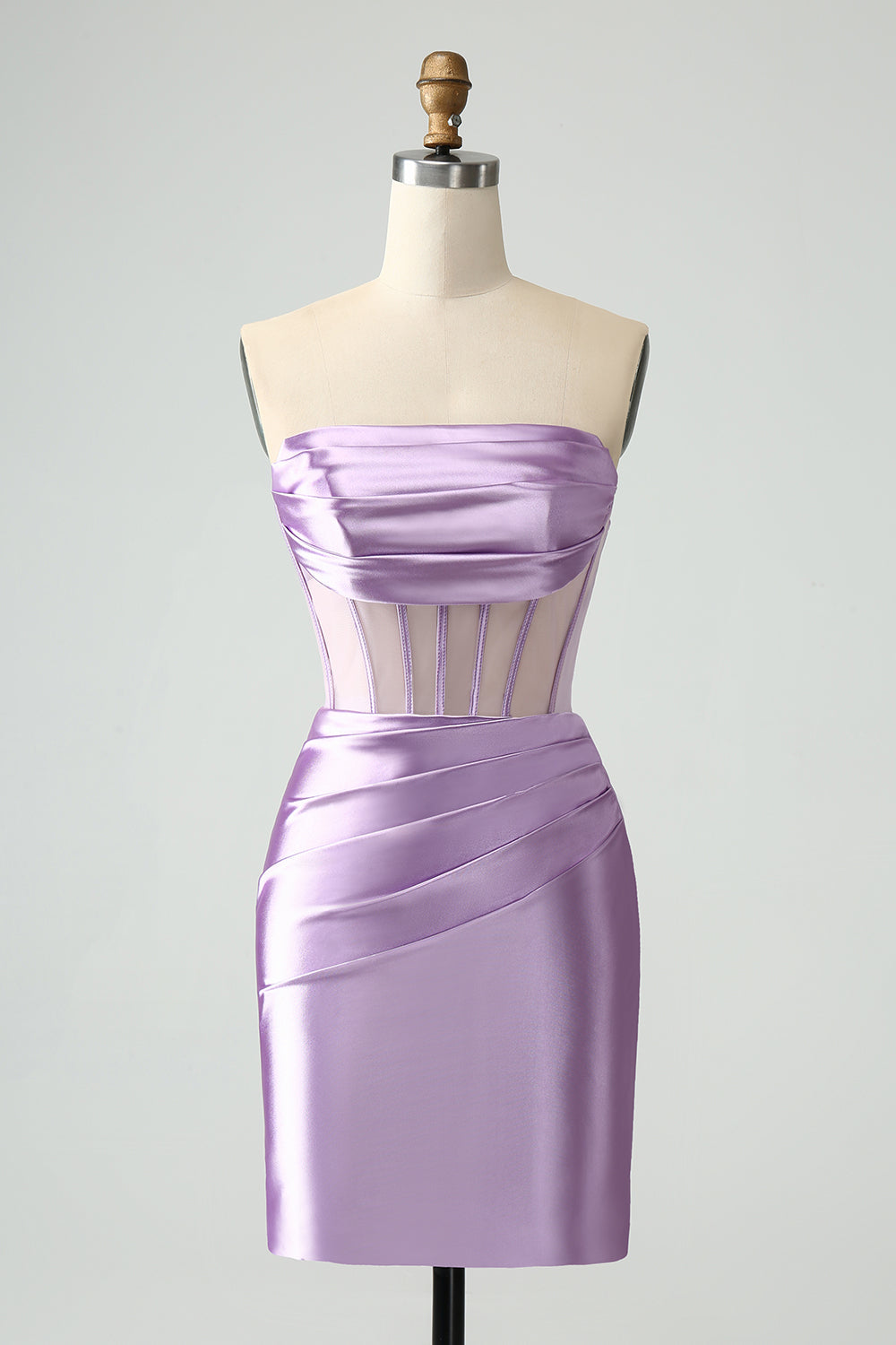 Lilac Corset Strapless Bodycon Short Homecoming Dress