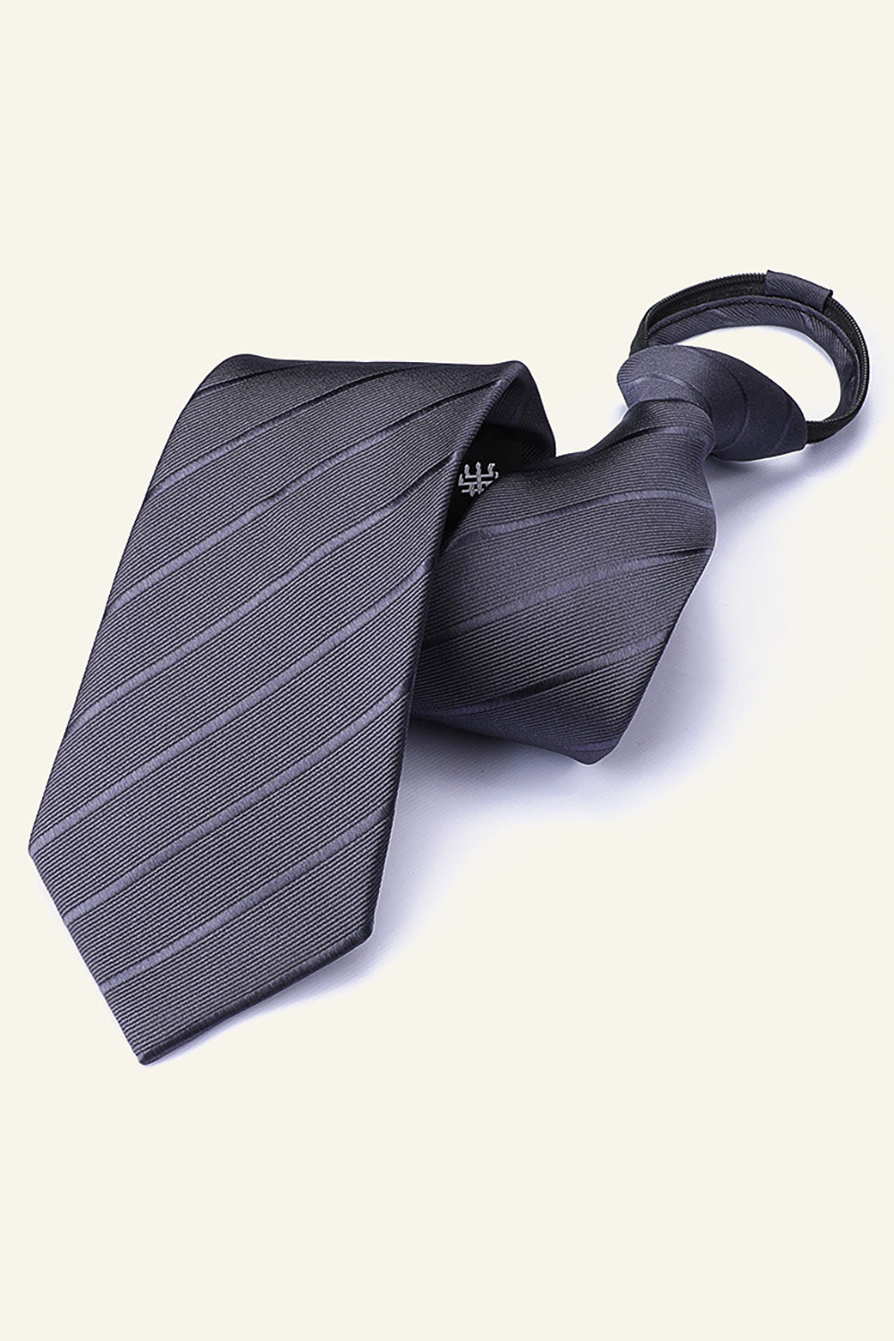 Dark Grey Striped Men's Suit Tie