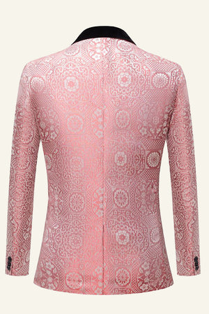 Pink 2 Piece Shawl Lapel One Button Men's Suit