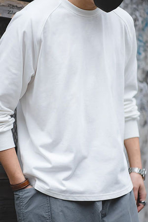 Men's White Raglan Sleeves Casual T-shirt