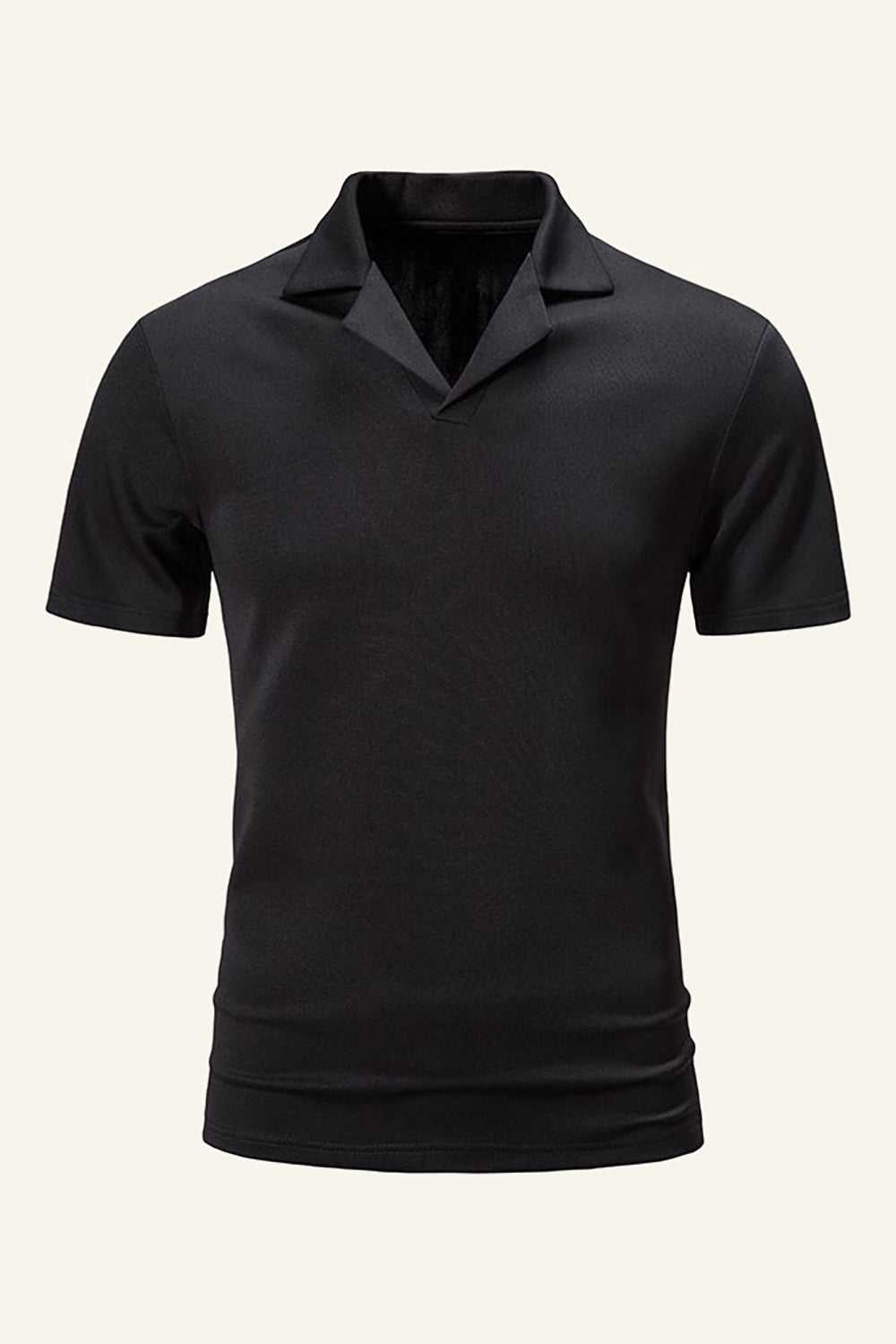 Black Cotton Casual Polo Shirt