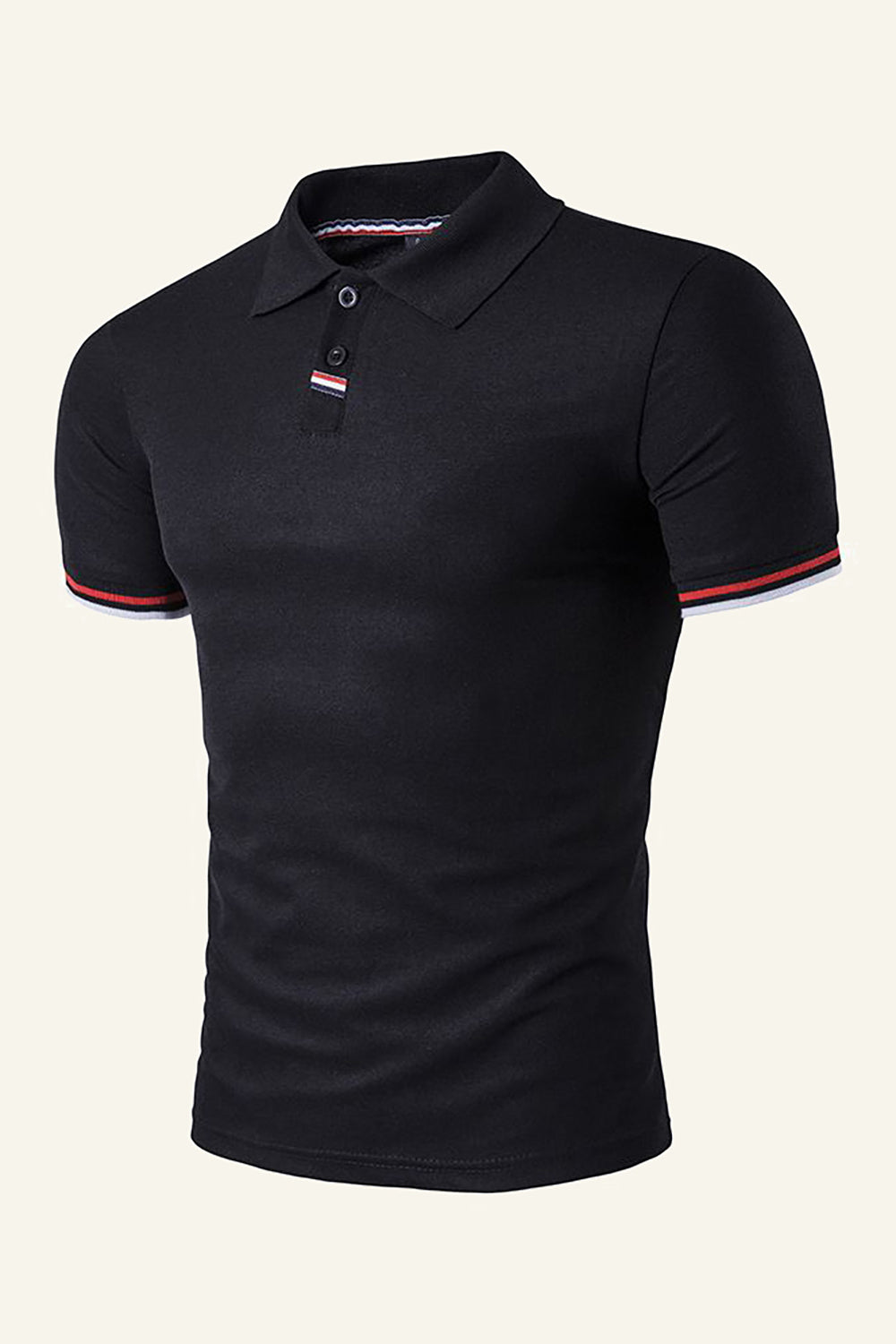 Black Cotton Short-sleeve Casual Polo Shirt