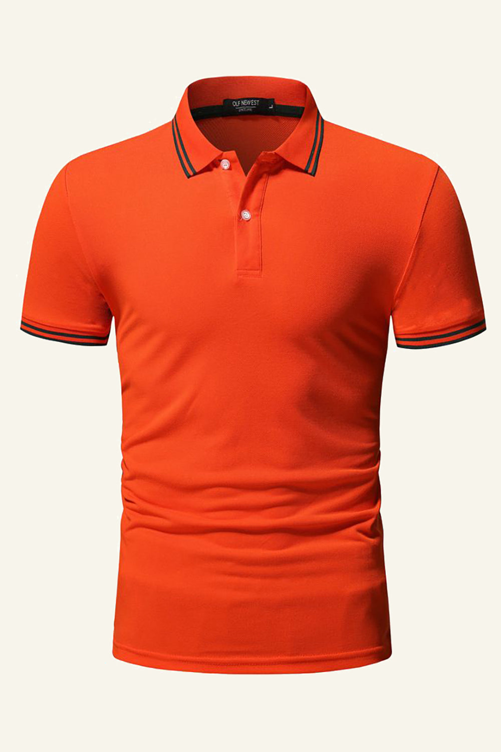 Orange Cotton Short-sleeve Casual Polo Shirt