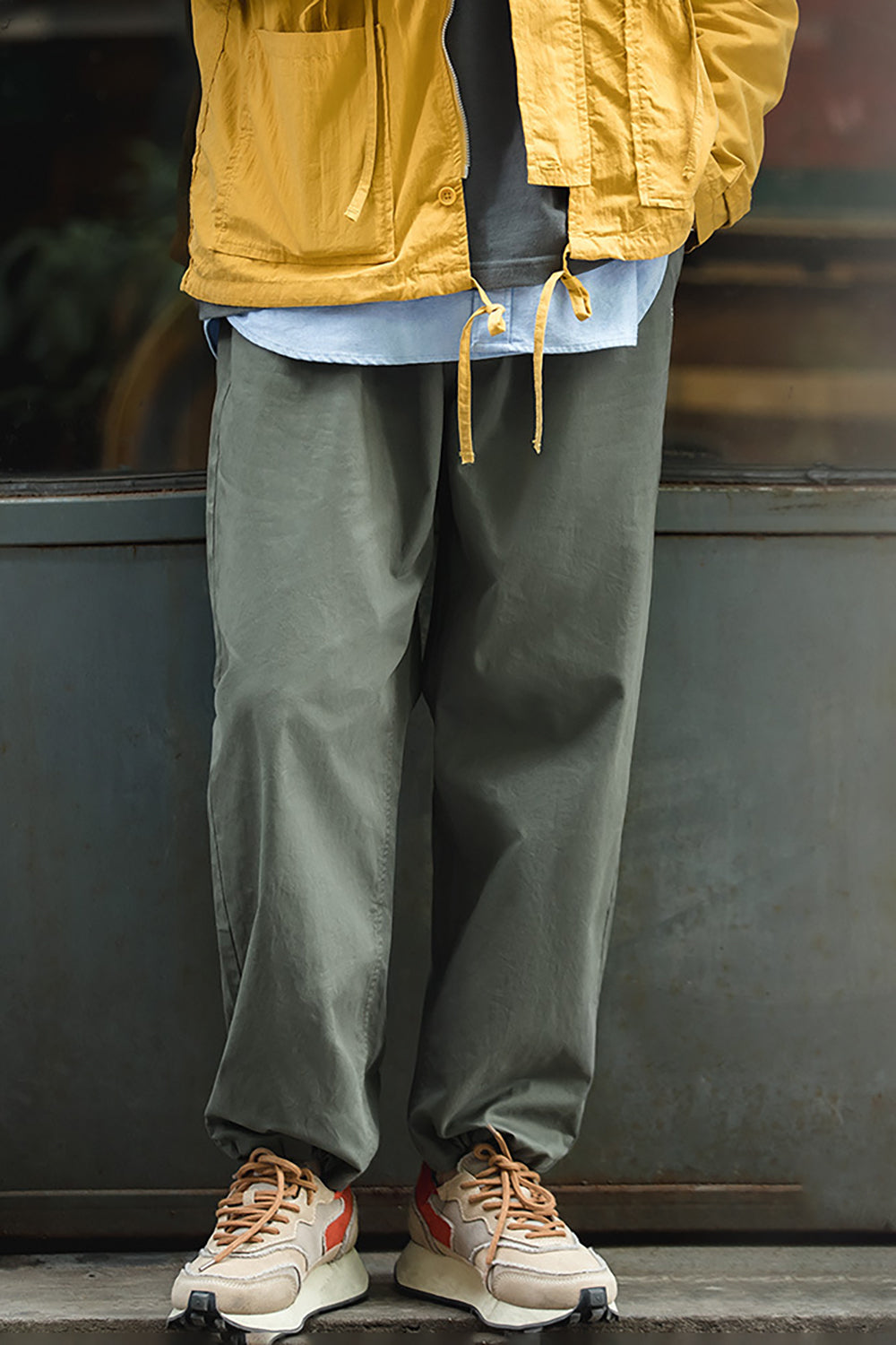 Men's Dark Blue Relaxed Fit Elastic Waist Cargo Pant