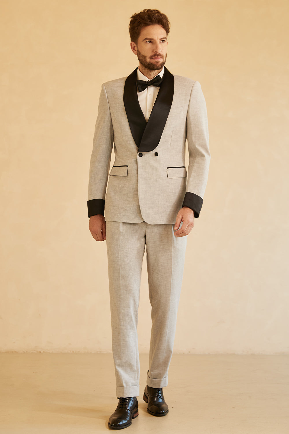 Grey 2 Piece Shawl Lapel Men Tuxedo