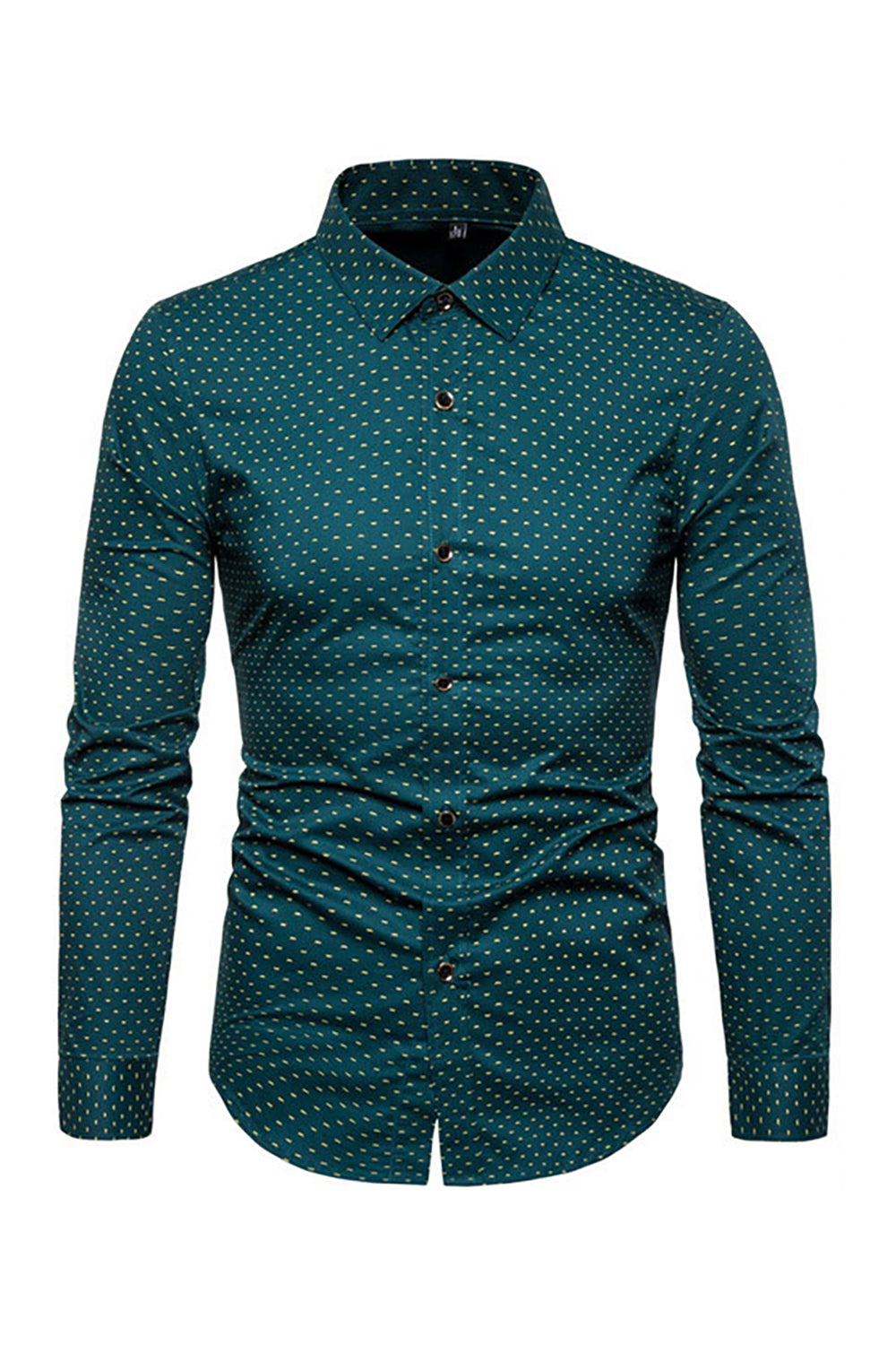 Lake Blue Spread Collar Cotton Polka Dots Shirt