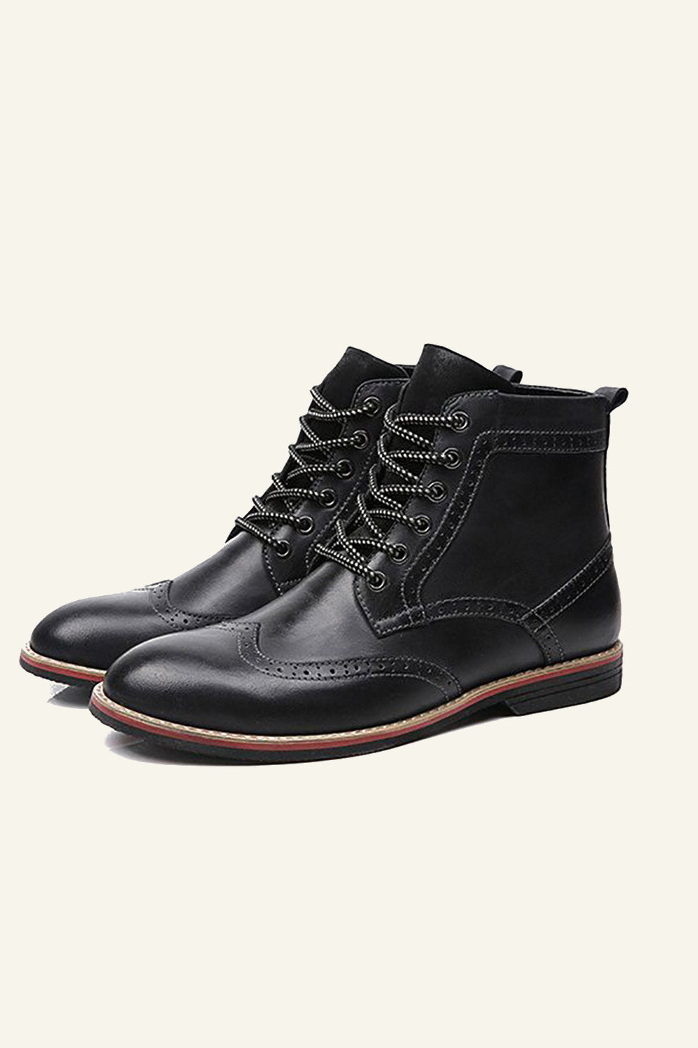 Black PU Leather Lace-Up Men's Boots