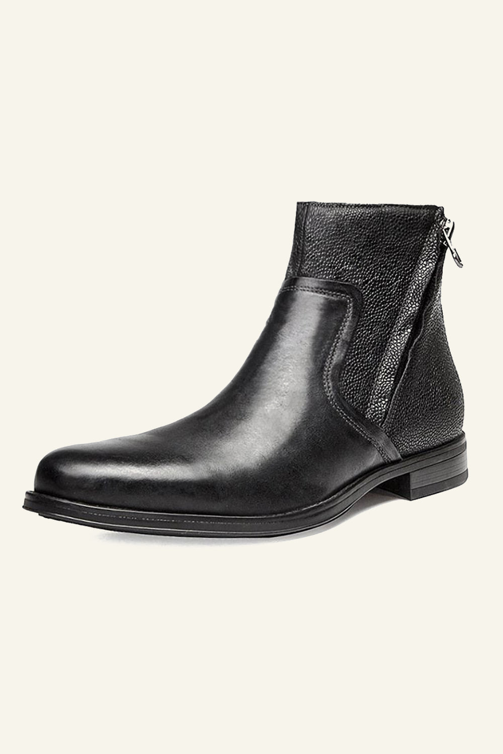 Black Leather Side-Zip Men's Boots