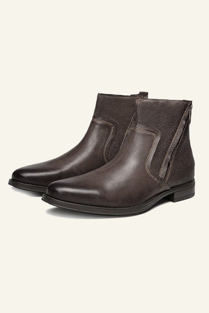 Black Leather Side-Zip Men's Boots