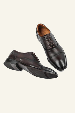 Dark Brown PU Leather Lace Up Men's Shoes