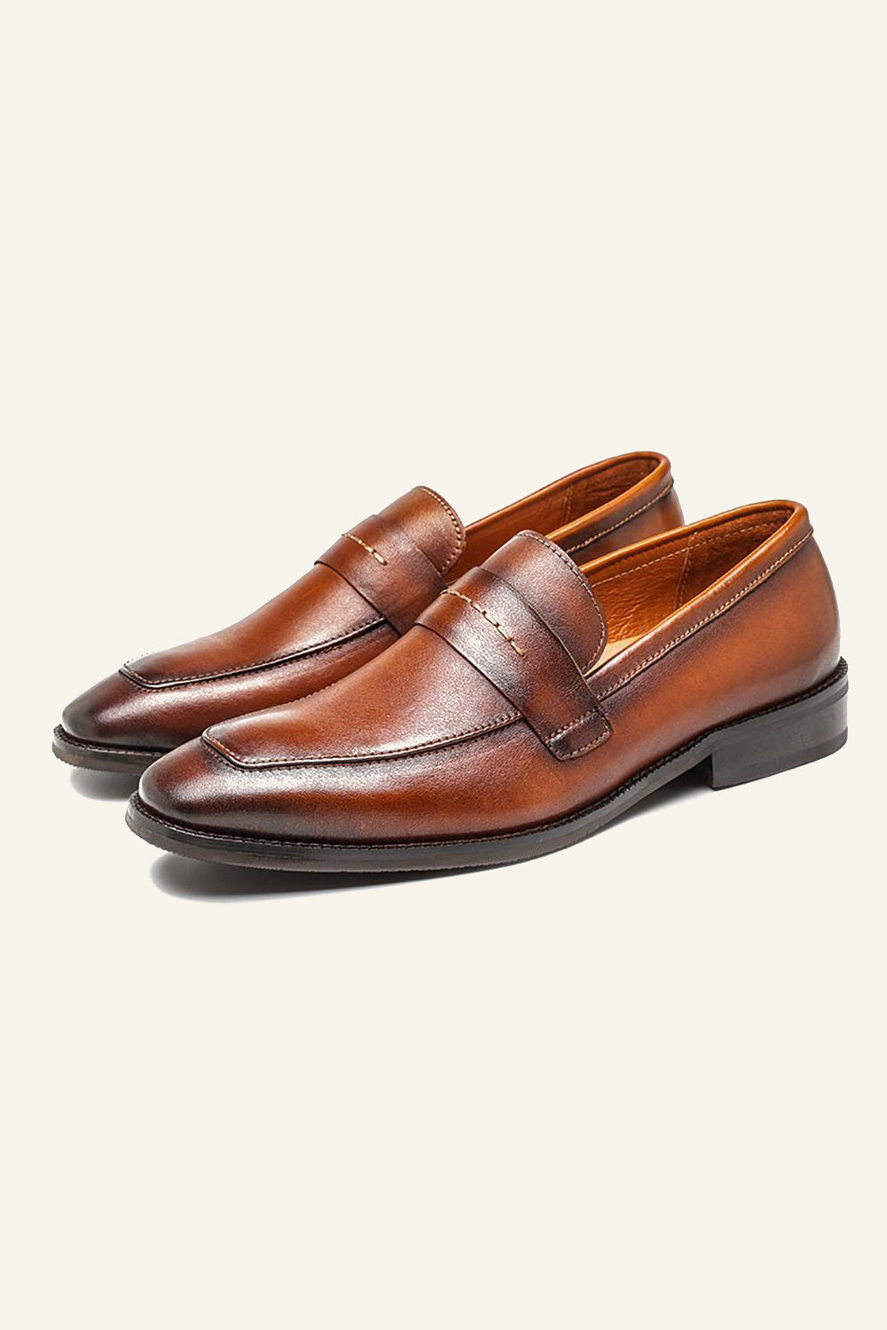 Brown PU Leather Slip On Men's Shoes