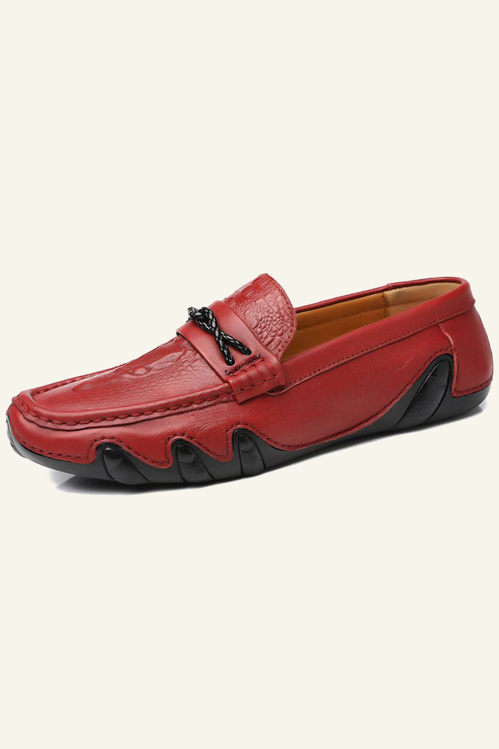 Burgundy Slip On PU Leather Men's Shoes