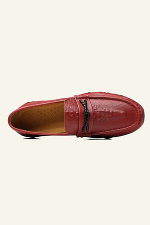 Burgundy Slip On PU Leather Men's Shoes