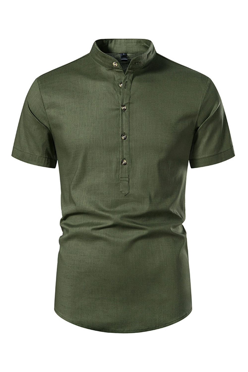 Army Green Stand Collar Short Sleeves T-Shirt