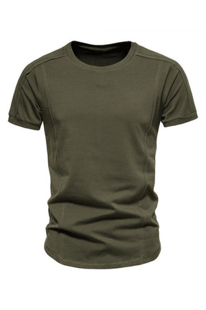 Army Green Crewneck Short Sleeves Casual T-Shirt