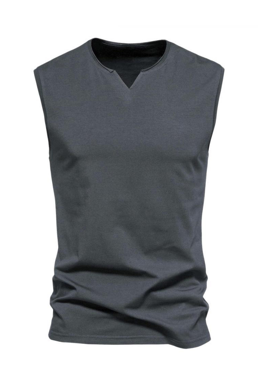 Men's Dark Grey V-Neck Athletic Tank Top