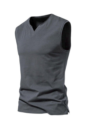 Men's Dark Grey V-Neck Athletic Tank Top