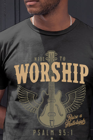 Dark Grey Guitar Printed Short Sleeves Casual T-Shirt