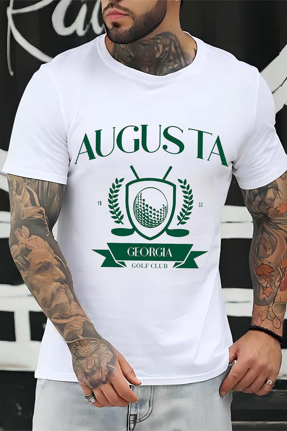 White Golf Printed Short Sleeves Casual T-Shirt