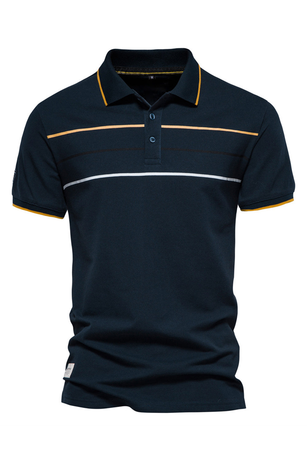 Navy Lines Printed Short Sleeves Casual Polo Shirt