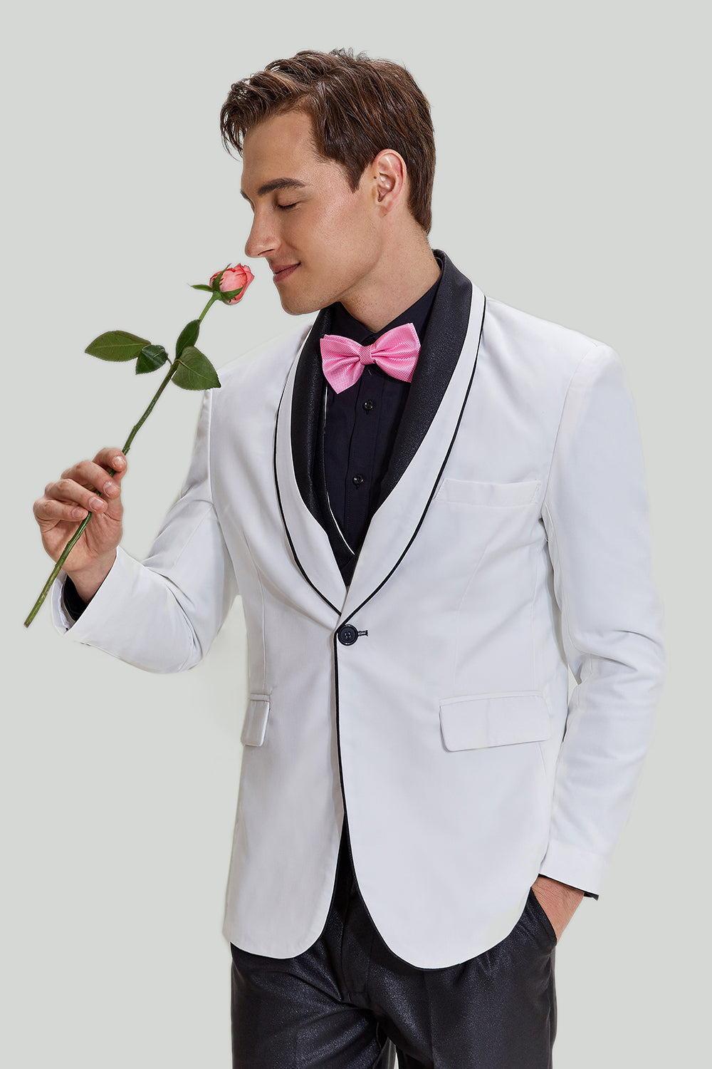 White 3 Piece Shawl Lapel Men's Prom Suits