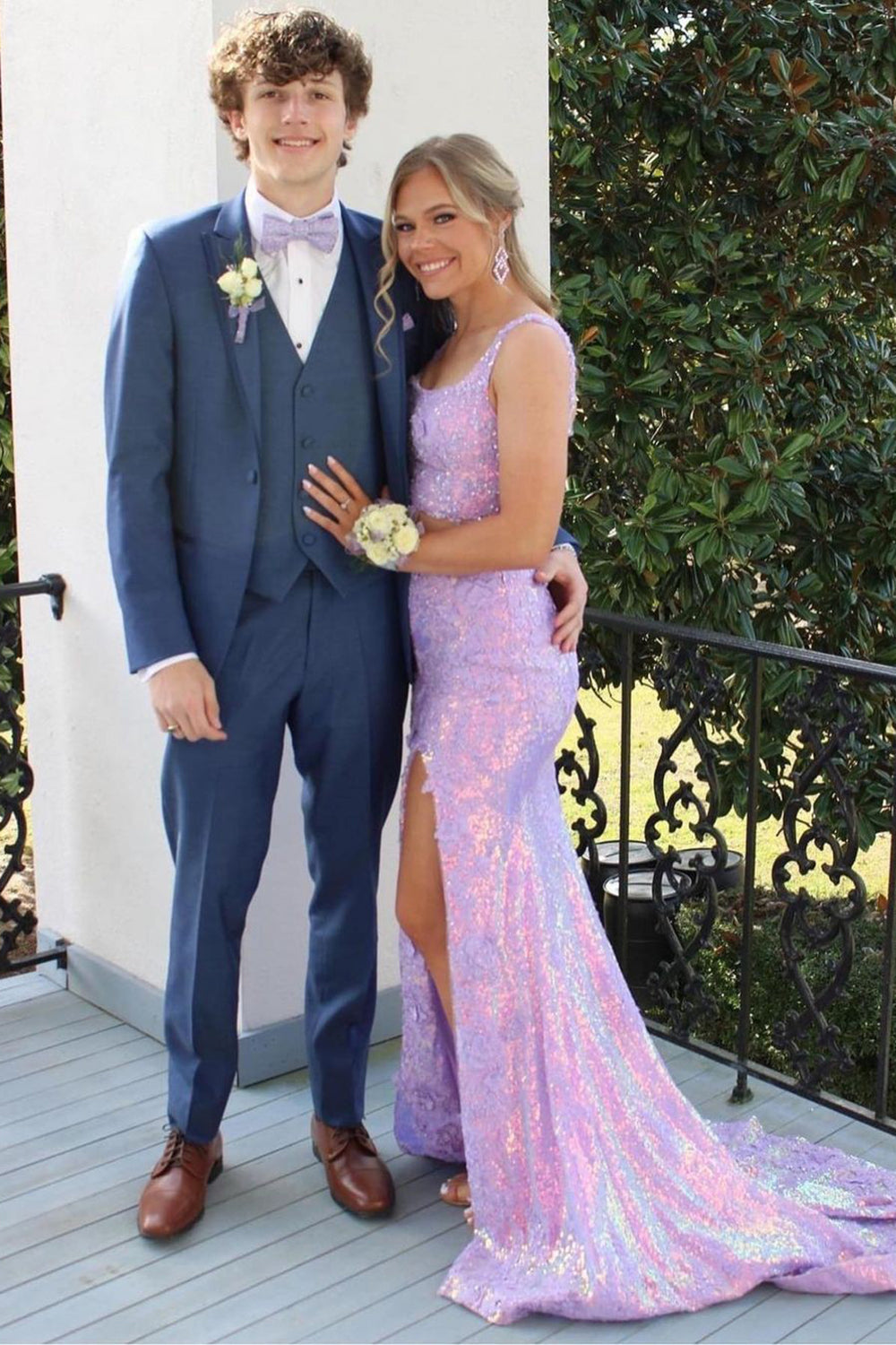 Grey Blue 3-Piece Notched Lapel One Button Prom Suits